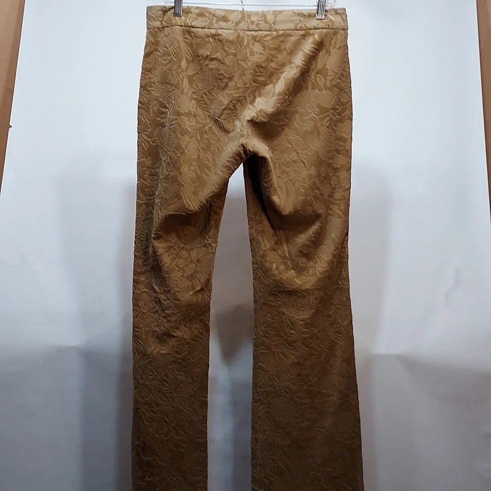 Theory Tan Floral Boot Cut Pants